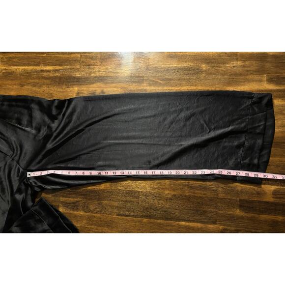 Madewell Women’s 0 Harlow Wide Leg Pant Black Satin High Rise Trouser - Picture 13 of 16